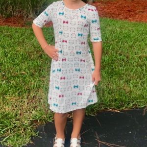 Girls all day play dress with cat pattern